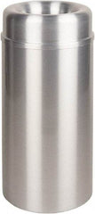 Rubbermaid - 15 Gal Aluminum Round Decorative Waste Receptacle With Top - Steel, 30" High - Americas Industrial Supply