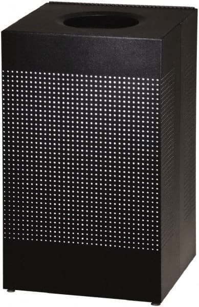 Rubbermaid - 20 Gal Black Square Decorative Waste Receptacle With Top - Steel, 30" High x 476.25mm Long x 476.25mm Wide - Americas Industrial Supply