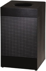 Rubbermaid - 20 Gal Black Square Decorative Waste Receptacle With Top - Steel, 30" High x 476.25mm Long x 476.25mm Wide - Americas Industrial Supply