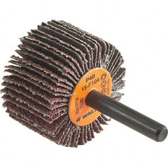 WALTER Surface Technologies - 1-1/2" Diam x 1" Face Width, Medium Aluminum Oxide Coated Mounted Flap Wheel - 1/4" Shank Mount, 60 Grit, Cloth Backing, 25,000 Max RPM - Americas Industrial Supply