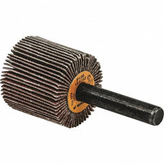 WALTER Surface Technologies - 1-1/2" Diam x 1" Face Width, Very Fine Aluminum Oxide Coated Mounted Flap Wheel - 1/4" Shank Mount, 240 Grit, Cloth Backing, 25,000 Max RPM - Americas Industrial Supply