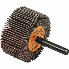 WALTER Surface Technologies - 2" Diam x 1" Face Width, Medium Aluminum Oxide Coated Mounted Flap Wheel - 1/4" Shank Mount, 60 Grit, Cloth Backing, 25,000 Max RPM - Americas Industrial Supply