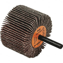 WALTER Surface Technologies - 2-1/2" Diam x 1-1/2" Face Width, Coarse Aluminum Oxide Coated Mounted Flap Wheel - 1/4" Shank Mount, 40 Grit, Cloth Backing, 20,000 Max RPM - Americas Industrial Supply