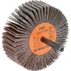 WALTER Surface Technologies - 3" Diam x 1" Face Width, Medium Aluminum Oxide Coated Mounted Flap Wheel - 1/4" Shank Mount, 80 Grit, Cloth Backing, 15,000 Max RPM - Americas Industrial Supply