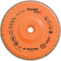 WALTER Surface Technologies - 80 Grit, 6" Disc Diam, 5/8-11 Center Hole, Type 28 Ceramic Flap Disc - 10,200 Max RPM, Plastic Backing, Arbor Attaching System, Coated - Americas Industrial Supply