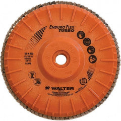 WALTER Surface Technologies - 36 & 60 Grit, 6" Disc Diam, 5/8-11 Center Hole, Type 28 Ceramic Flap Disc - 10,200 Max RPM, Plastic Backing, Arbor Attaching System, Coated - Americas Industrial Supply