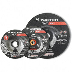 WALTER Surface Technologies - 24 Grit, 3" Wheel Diam, 1/8" Wheel Thickness, 3/8" Arbor Hole, Type 27 Depressed Center Wheel - Aluminum Oxide, Resinoid Bond, 20,000 Max RPM - Americas Industrial Supply