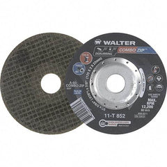 WALTER Surface Technologies - 60 Grit, 5" Wheel Diam, 5/64" Wheel Thickness, 7/8" Arbor Hole, Type 27 Depressed Center Wheel - 12,200 Max RPM - Americas Industrial Supply