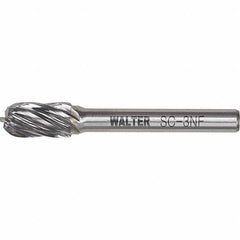 WALTER Surface Technologies - 1/4" Cut Diam, 1/4" Shank Diam, Cylinder Ball End Head Double Cut Burr - Carbide, 5/8" LOC - Americas Industrial Supply