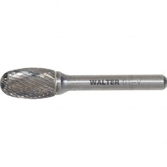 WALTER Surface Technologies - 1/2" Cut Diam, 1/4" Shank Diam, Egg Head Double Cut Burr - Carbide, 7/8" LOC - Americas Industrial Supply