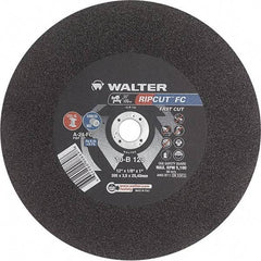 WALTER Surface Technologies - 12" 24 Grit Aluminum Oxide Cutoff Wheel - 1/8" Thick, 1" Arbor, 5,100 Max RPM, Use with Stationary Tools - Americas Industrial Supply