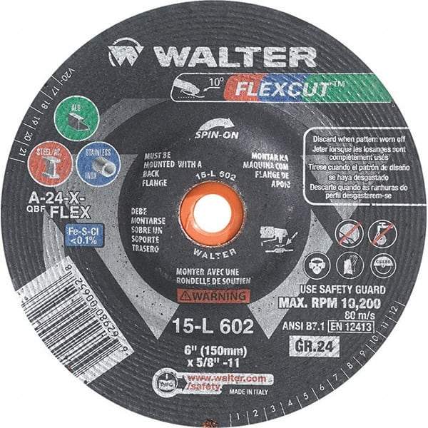 WALTER Surface Technologies - 6" Diam, 24 Grit Surface Grinding Wheel - Aluminum Oxide/Silicon Carbide Blend, Resinoid Bond - Americas Industrial Supply