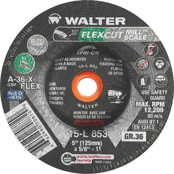 WALTER Surface Technologies - 5" Diam, 36 Grit Surface Grinding Wheel - Americas Industrial Supply