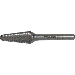 WALTER Surface Technologies - 3/8" Cut Diam, 1/4" Shank Diam, Cone Head Single Cut Burr - Carbide, 1-1/4" LOC - Americas Industrial Supply