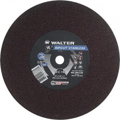 WALTER Surface Technologies - 14" 36 Grit Aluminum Oxide Cutoff Wheel - 1/8" Thick, 1" Arbor, 4,400 Max RPM, Use with Stationary Tools - Americas Industrial Supply