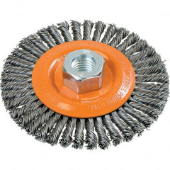 WALTER Surface Technologies - 4-1/2" OD, 5/8-11 Arbor Hole, Stringer Bead Steel Wheel Brush - 3/16" Face Width, 0.02" Filament Diam, 15,000 RPM - Americas Industrial Supply