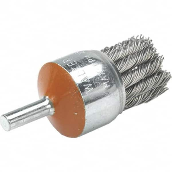 WALTER Surface Technologies - 1-1/8" Brush Diam, Knotted, End Brush - 1/4" Diam Shank, 25,000 Max RPM - Americas Industrial Supply