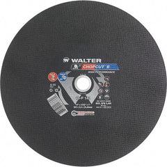 WALTER Surface Technologies - 14" 30 Grit Aluminum Oxide Cutoff Wheel - 3/32" Thick, 1" Arbor, 4,400 Max RPM, Use with Chop Saws - Americas Industrial Supply