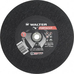 WALTER Surface Technologies - 12" 24 Grit Aluminum Oxide Cutoff Wheel - 1/8" Thick, 20mm Arbor, 6,300 Max RPM, Use with Electric & Gas Powered Saws - Americas Industrial Supply
