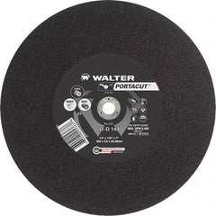 WALTER Surface Technologies - 14" 24 Grit Aluminum Oxide Cutoff Wheel - 1/8" Thick, 1" Arbor, 5,400 Max RPM, Use with Electric & Gas Powered Saws - Americas Industrial Supply
