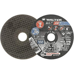 WALTER Surface Technologies - 2" 24 Grit Aluminum Oxide Cutoff Wheel - 1/8" Thick, 5/16" Arbor, 31,000 Max RPM, Use with Die Grinders - Americas Industrial Supply