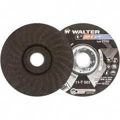 WALTER Surface Technologies - 46 Grit, 5" Wheel Diam, 1/16" Wheel Thickness, 7/8" Arbor Hole, Type 27 Depressed Center Wheel - Aluminum Oxide, Resinoid Bond, 12,200 Max RPM - Americas Industrial Supply