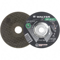 WALTER Surface Technologies - 60 Grit, 6" Wheel Diam, 3/64" Wheel Thickness, 7/8" Arbor Hole, Type 27 Depressed Center Wheel - Aluminum Oxide, Resinoid Bond, 10,200 Max RPM - Americas Industrial Supply