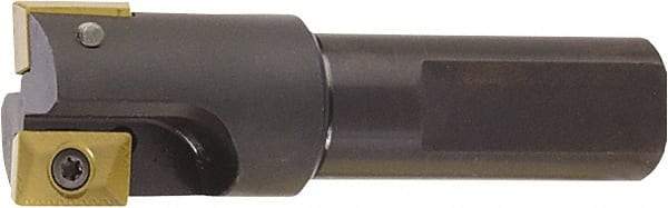 Kyocera - 7/16" Cut Diam, 0.37" Max Depth of Cut, 1/2" Shank Diam, 2.78" OAL, Indexable Square Shoulder End Mill - XPMT 0902 Inserts, Flatted Shank, 90° Lead Angle - Americas Industrial Supply