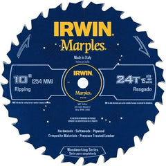 Irwin Blades - 10" Diam, 5/8" Arbor Hole Diam, 24 Tooth Wet & Dry Cut Saw Blade - Carbide-Tipped, Finishing Action, Standard Round Arbor - Americas Industrial Supply