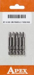 Apex - #2 Phillips Screwdriver Bit - 1/4" Hex Drive, 2-3/4" OAL - Americas Industrial Supply