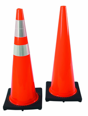 28" PVC Traffic Cone wit 6" & 4" rfl. Collars - Americas Industrial Supply