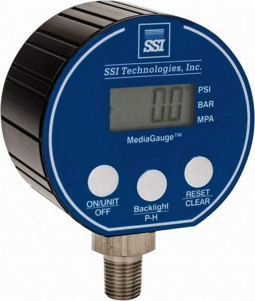 SSI Technologies - 3" Dial, 1/4 Thread, 0-50 Scale Range, Pressure Gauge - Lower Connection Mount, Accurate to 0.0025% of Scale - Americas Industrial Supply