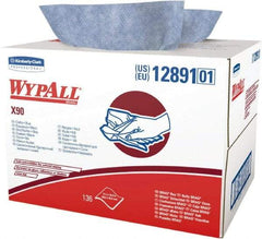 WypAll - X90 Dry Shop Towel/Industrial Wipes - Brag Box/Double Top Box, 16-3/4" x 11" Sheet Size, Blue - Americas Industrial Supply