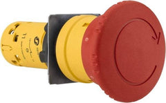 Schneider Electric - 22mm Mount Hole, Extended Mushroom Head, Pushbutton Switch Only - Round, Red Pushbutton, Nonilluminated, Momentary (MO), Off, Shock and Vibration Resistant - Americas Industrial Supply