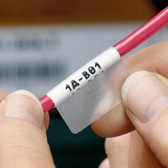 Panduit - 3/4" Wide x 1/2" Long, Clear/White Vinyl Cartridge For Self-Laminating Labels - For LS8EQ, LS8E, Hand-Held Thermal Transfer Printer - Americas Industrial Supply