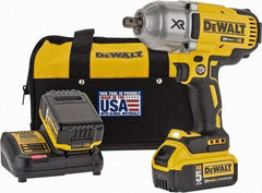 DeWALT - 1/2" Drive 20 Volt Mid-Handle Cordless Impact Wrench & Ratchet - 1,900 RPM, 0 to 2,400 BPM, 700 Ft/Lb Torque, 2 Lithium-Ion Batteries Included - Americas Industrial Supply