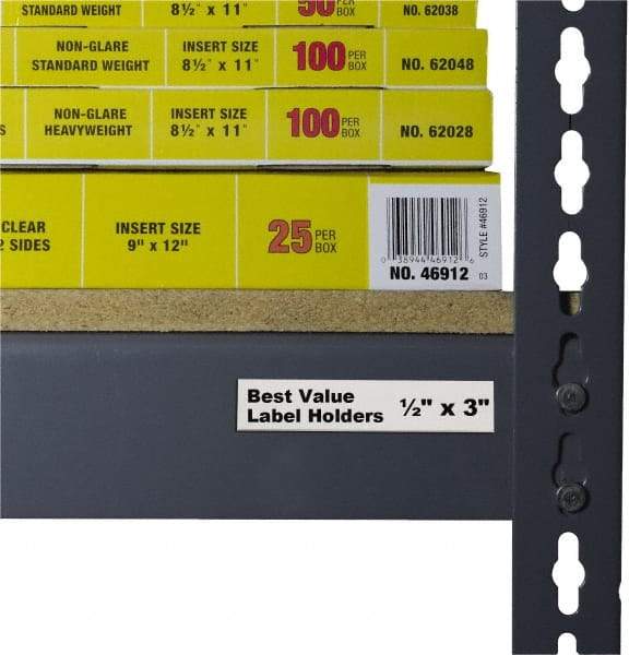 C-LINE - 3" Wide, Open Shelving Accessory/Component - Plastic, Clear Plastic Finish, 1/2" Long, Use with Any Shelf, Rack, Bin - Americas Industrial Supply
