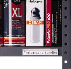 C-LINE - 7/8" Wide, Open Shelving Accessory/Component - Plastic, Clear Plastic Finish, 4" Long, Use with Files, Shelves, Bins - Americas Industrial Supply