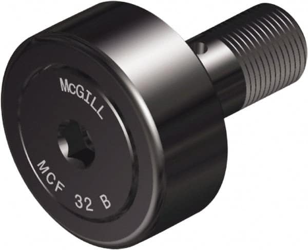 McGill - 90mm Roller Diam x 35mm Width, 30mm Stud Diam x 63mm Length, Crowned Sealed Stud Cam Follower with Hex - Steel, 32mm Thread Length, M30x1.5 Thread, 100mm OAL, 14,420 Lb Dynamic Cap, 22,999 Lb Static Cap - Americas Industrial Supply