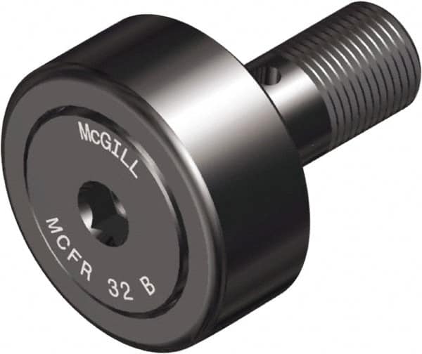 McGill - 32mm Roller Diam x 14mm Width, 12mm Stud Diam x 25mm Length, Crowned Sealed Stud Cam Follower with Hex - Steel, 14mm Thread Length, M12x1.5 Thread, 40mm OAL, 1,542 Lb Dynamic Cap, 1,810 Lb Static Cap - Americas Industrial Supply