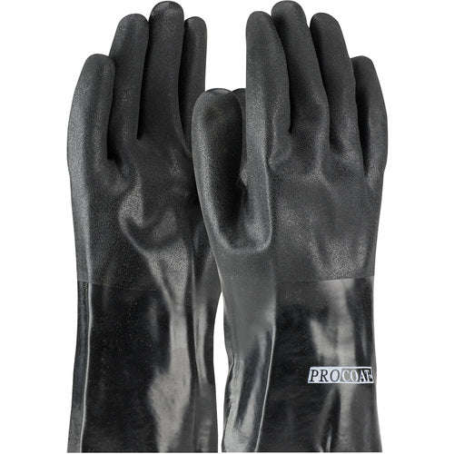‎58-8030DD Coated Supported Gloves - ProCoat - Supported PVC - Jersey Lined - Black - Rough Acid Fnsh - 12 Inch - Exact Industrial Supply
