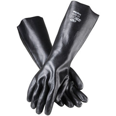 ‎58-8060 Coated Supported Gloves - ProCoat - Supported PVC - Interlock Lined - Black - Smooth Finish - 18 Inch - Exact Industrial Supply