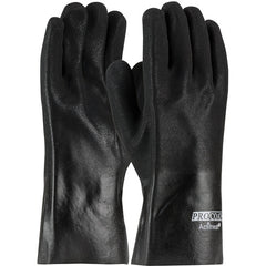 ‎58-8362 Coated Supported Gloves - ProCoat - Premium Supported PVC - Jersey Lined - Black - Sandy - 12 Inch - Exact Industrial Supply