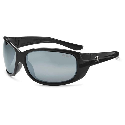 ERDA Silver Mirror Lens Black Safety Glasses - Americas Industrial Supply