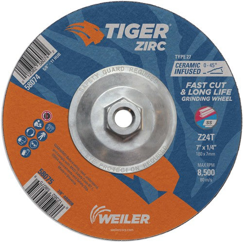 7X1/4 Z24T ZIRC T27 GRIND WHEEL - Americas Industrial Supply