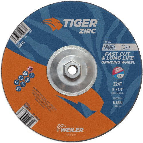 9X1/4 Z24T ZIRC T27 GRIND WHEEL - Americas Industrial Supply
