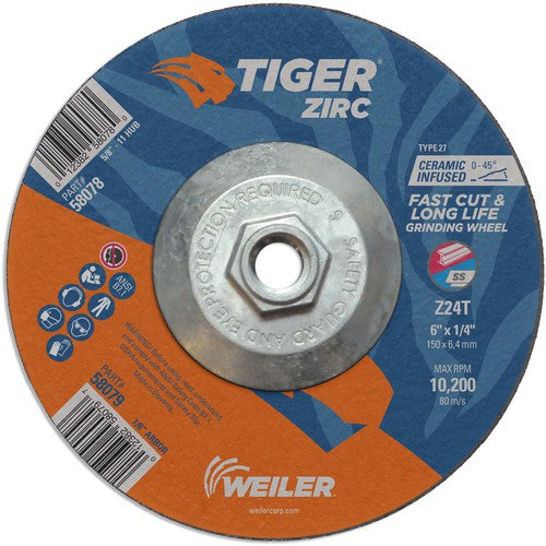 6X1/4 Z24T ZIRC T27 GRIND WHEEL - Americas Industrial Supply