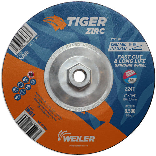 7X1/4 Z24T ZIRC T28 GRIND WHEEL - Americas Industrial Supply