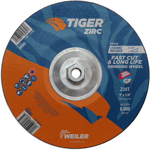 9X1/4 Z24T ZIRC T28 GRIND WHEEL - Americas Industrial Supply