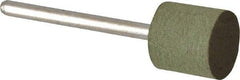 Grier Abrasives - 1/2" Max Diam x 1/2" Thick, Cylinder W185, Rubberized Point - Fine Grade, Aluminum Oxide, Mounted - Americas Industrial Supply